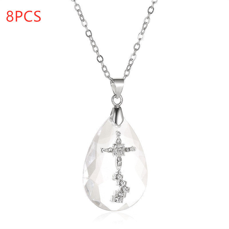 Cross Teardrop Pendant Necklace