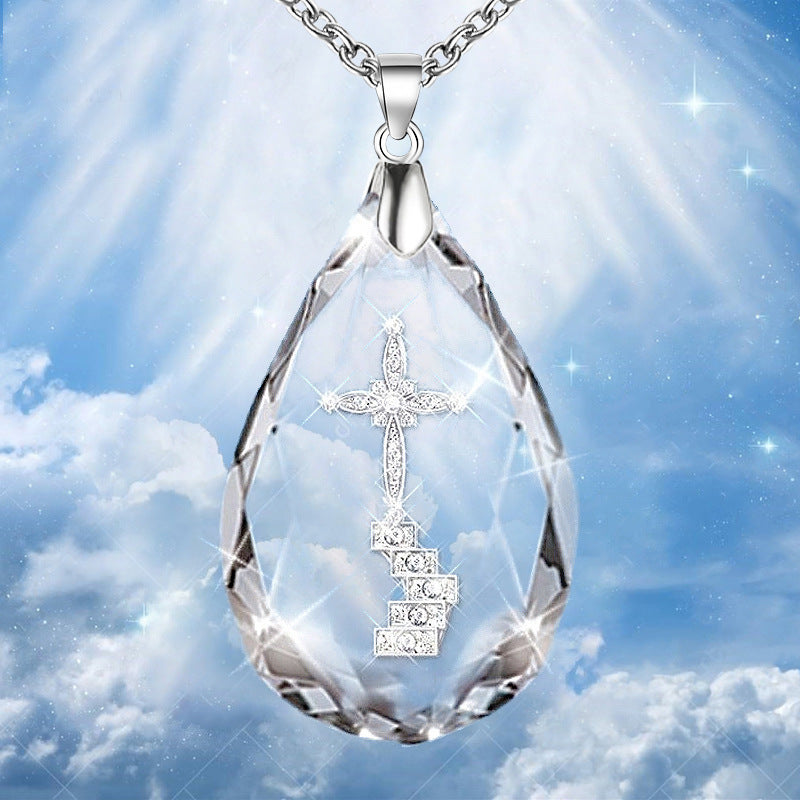 Cross Teardrop Pendant Necklace