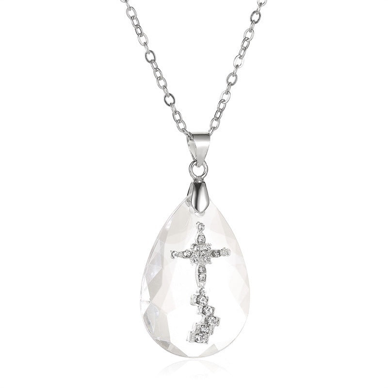 Cross Teardrop Pendant Necklace