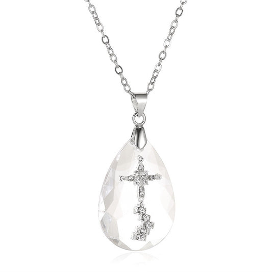 Cross Teardrop Pendant Necklace