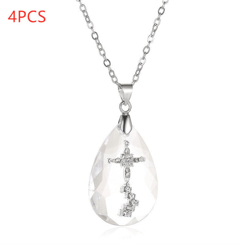 Cross Teardrop Pendant Necklace