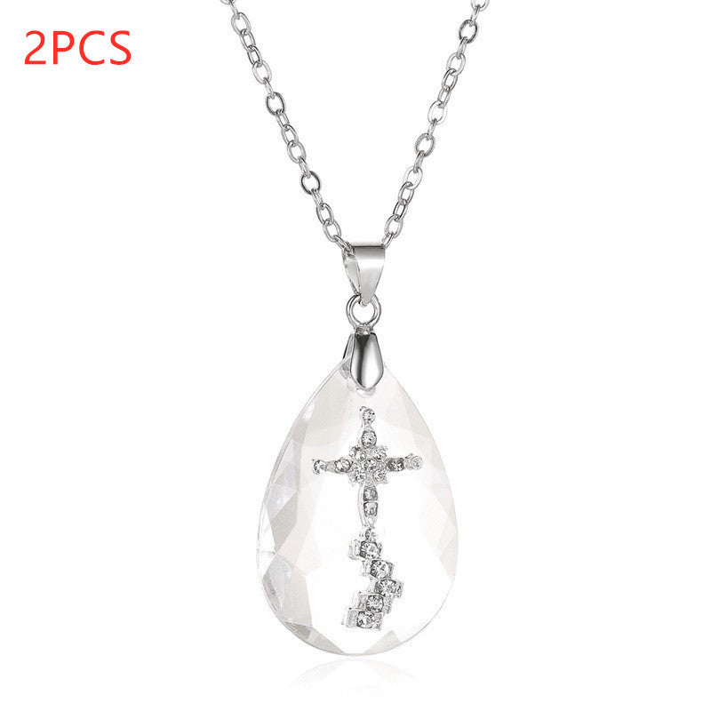 Cross Teardrop Pendant Necklace