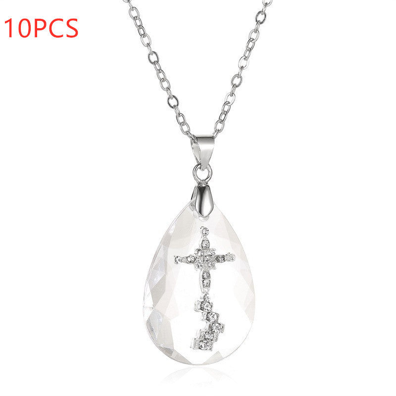 Cross Teardrop Pendant Necklace